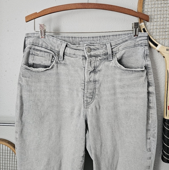 Old Navy OG Straight High Rise 12 Gray Paint Splatters - Picture 4 of 7